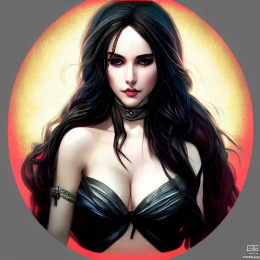 Image similar to yennefer, beautiful face, rule of thirds, intricate outfit, by artgerm