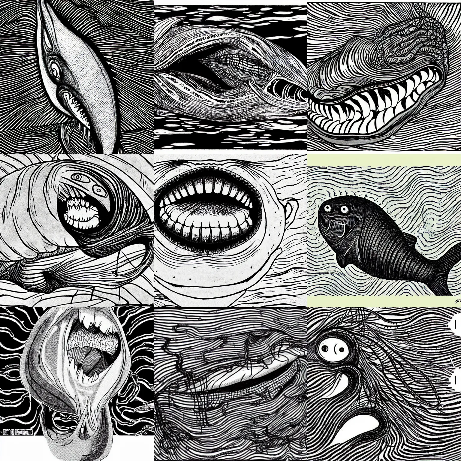 Prompt: a photograph of deep sea fish created by junji ito. real life photograph.