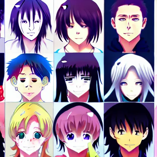 Image similar to there were eight anime people, no more than eight. Less than nine but more than seven, eight eight eight, 2 girls 6 guys digital art