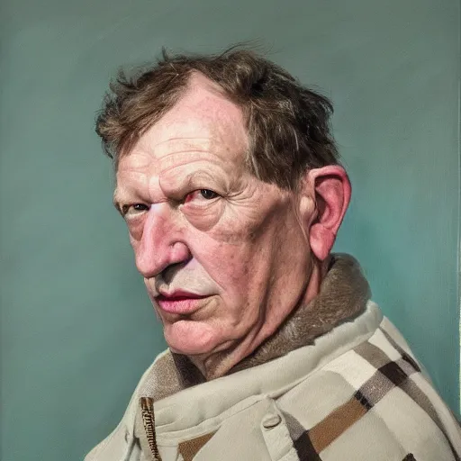 Image similar to high quality high detail painting by lucian freud, hd, portrait of nick swinmurn, photorealistic lighting