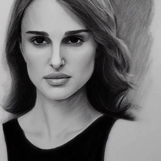 Prompt: beautiful young natalie portman with artist sketch closeup