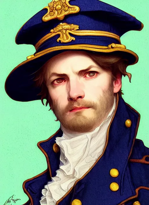 Close up portrait of 1 8 th century naval captain stable diffusion