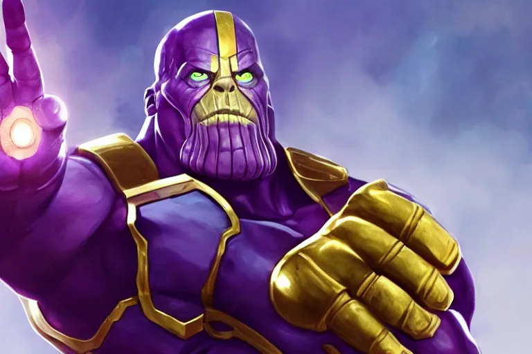 Image similar to Thanos with the Infinity Gauntlet, trending on Artstation, HD wallpaper, 4k, photorealistic, digital art, by Bayard Wu