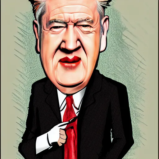 Image similar to caricature of david lynch, style of archille superbi