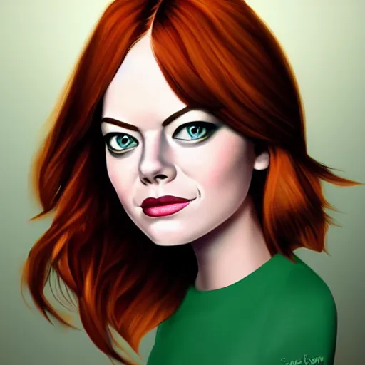 Prompt: emma stone portrait by sandra winther, disney cartoon face, glamorous, character art, digital illustration, big eyes, realistic shaded perfect face, fine details, realistic shaded lighting, soft and blurry