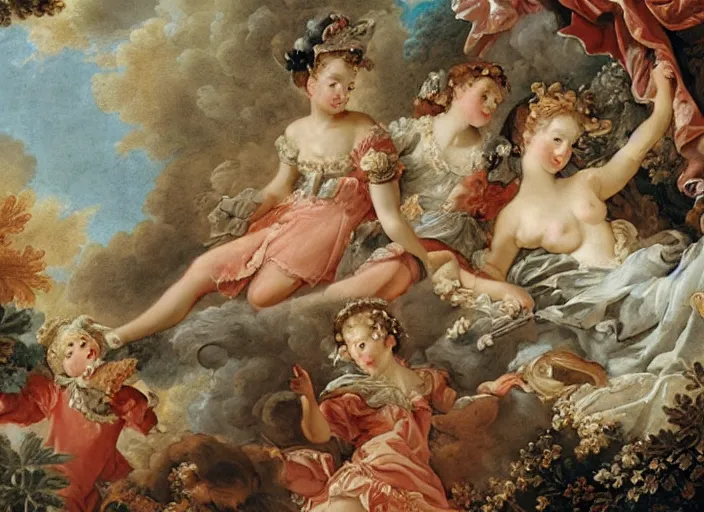 Image similar to rococo painting François Boucher high detail fancy cake