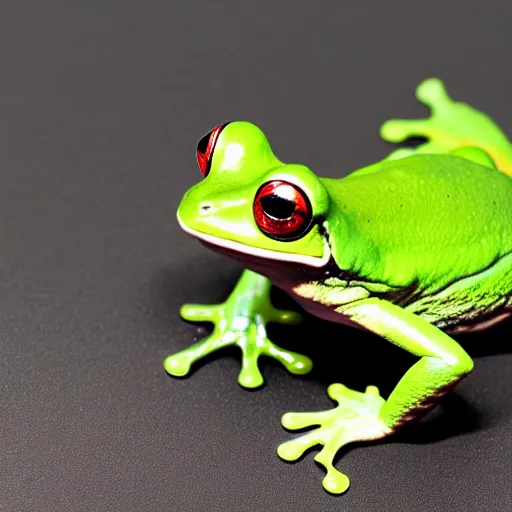 Image similar to photo of a rare frog equipped with machine gun and target acquisition system