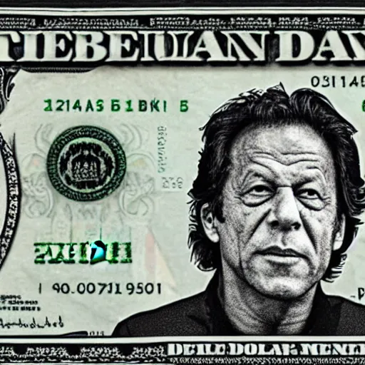 Prompt: Imran Khan on the dollar bill