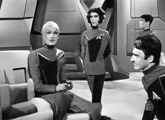 Prompt: Scene from the 1916 science fiction series Star Trek