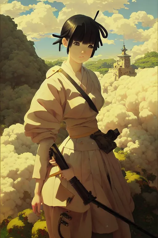 Image similar to baroque oil painting of key visual portrait concept art of anime maids entrenched in the great war, brutalist, dark fantasy, rule of thirds golden ratio, fake detail, trending pixiv fanbox, acrylic palette knife, style of makoto shinkai studio ghibli genshin impact jamie wyeth james gilleard greg rutkowski chiho aoshima