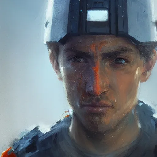 Image similar to portrait of a man by greg rutkowski, a soldier of the new galactic republic, wearing a white, blue and orange tactical gear, star wars expanded universe, highly detailed portrait, digital painting, artstation, concept art, smooth, sharp foccus ilustration, artstation hq