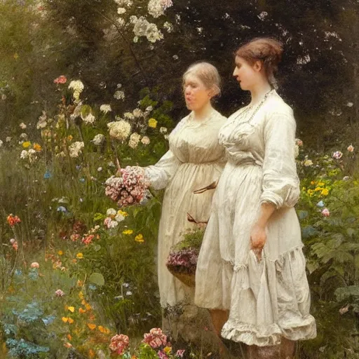 Image similar to remove people. no people. no figures. jean-Baptiste Monge and Solomon Joseph Solomon and Richard Schmid and Jeremy Lipking victorian genre painting portrait painting of an english country cottage with a stone path and flower garden