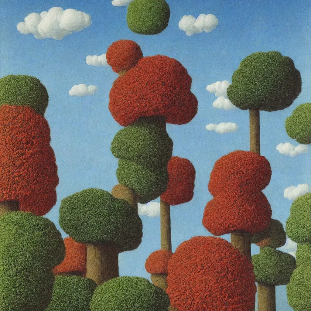 Prompt: a single! colorful!! fungus tower clear empty sky, a high contrast!! ultradetailed photorealistic painting by rene magritte, hard lighting, masterpiece