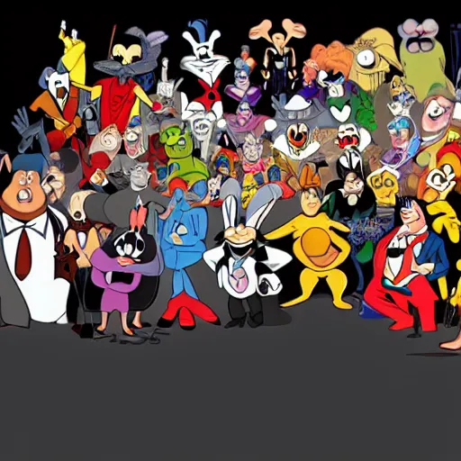 Image similar to an orchestra of various Looney Tunes characters playing a concert. A crowd of Marvel villains is sitting in the audience, realistic, photorealistic, 4k