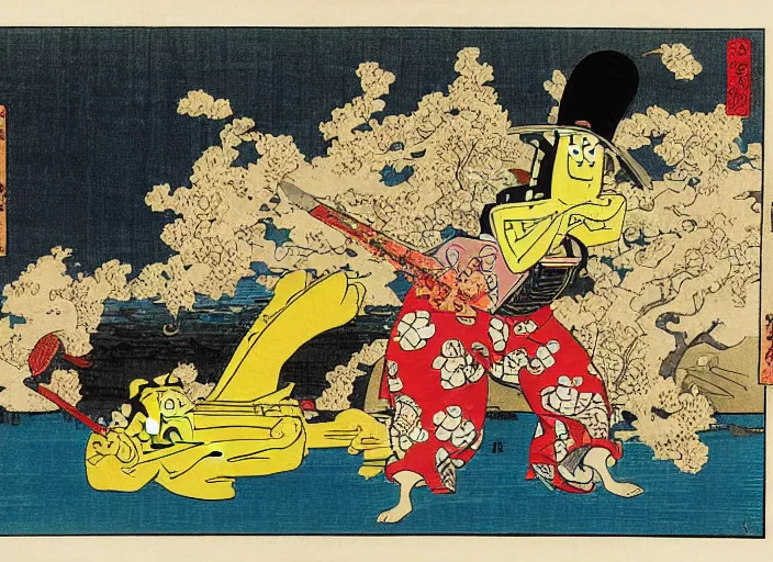 spongebob and patrick in the style of utagawa | Stable Diffusion