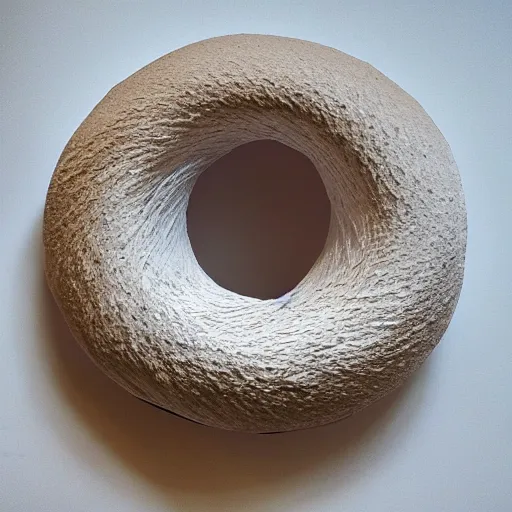 Image similar to a torus made of paper. a torus with the texture of paper. paper in the shape of a torus.