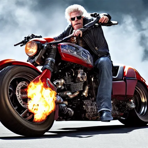 Image similar to Ron Perlman As Ghostrider hyper realistic 4K quality