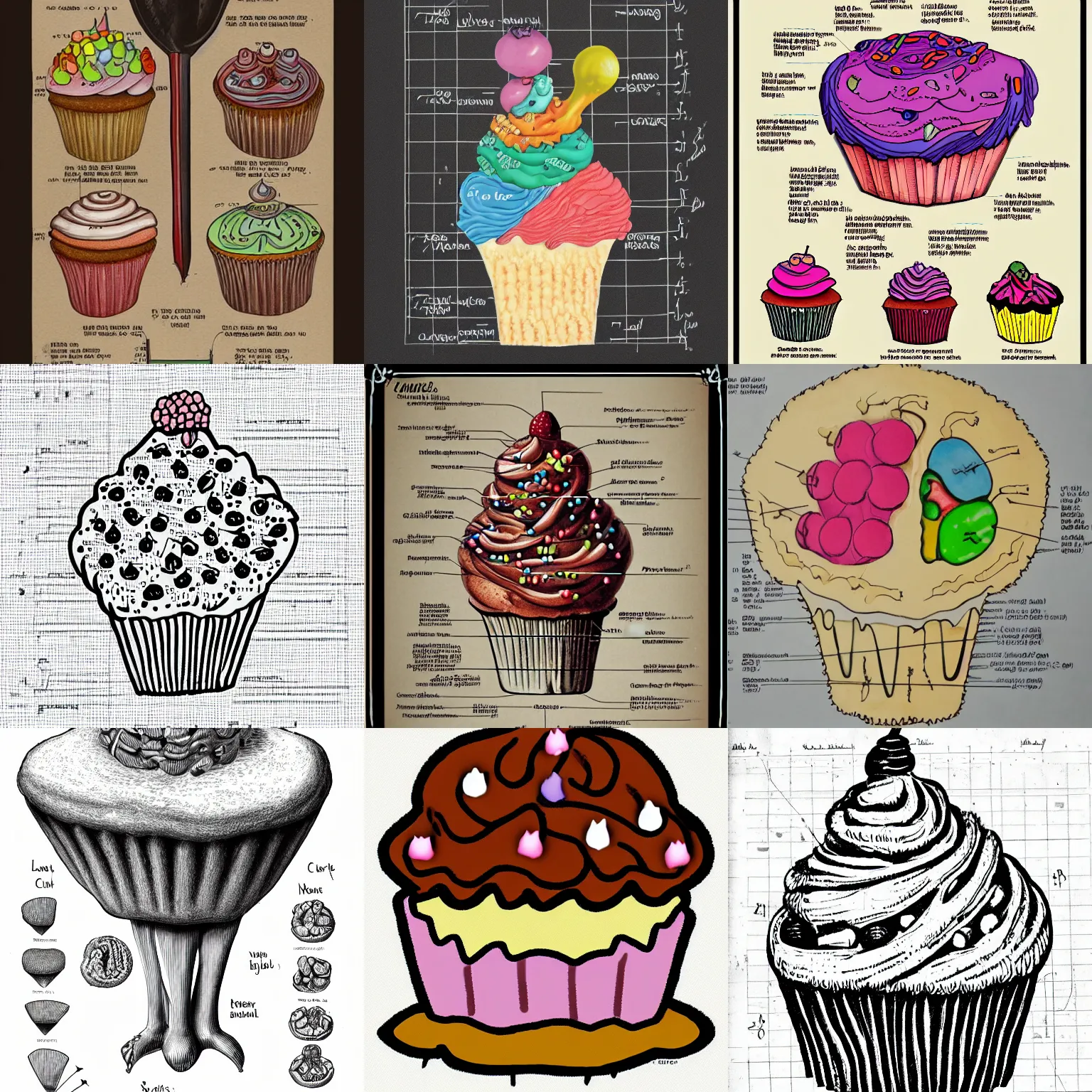 Prompt: anatomical chart of a cupcake