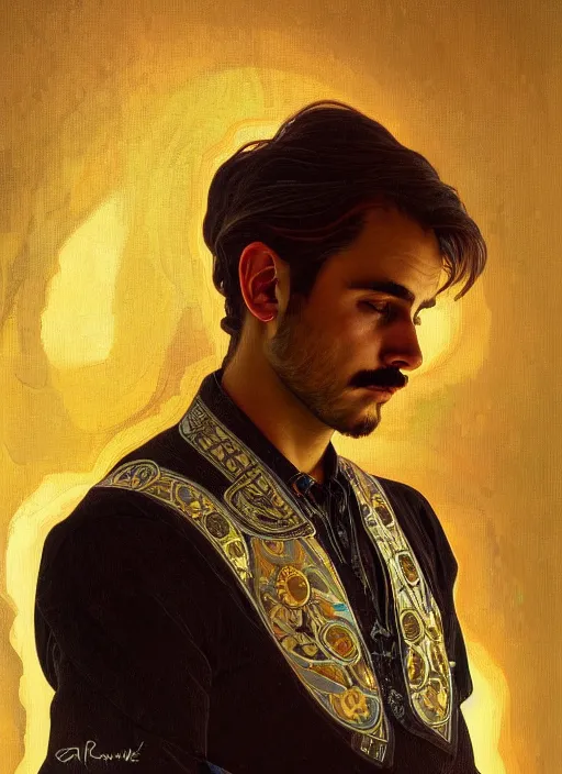 Prompt: oil portrait of mario, intricate, elegant, highly detailed, lighting, painting, artstation, smooth, illustration, art by greg rutowski and alphonse mucha