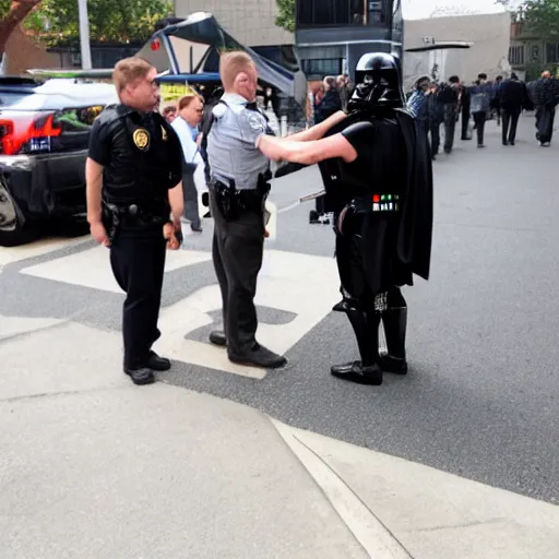 Prompt: darth vader being arrested