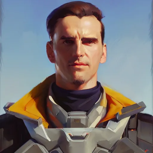 Image similar to greg manchess portrait painting of alex j. murphy as overwatch character, medium shot, asymmetrical, profile picture, organic painting, sunny day, matte painting, bold shapes, hard edges, street art, trending on artstation, by huang guangjian and gil elvgren and sachin teng