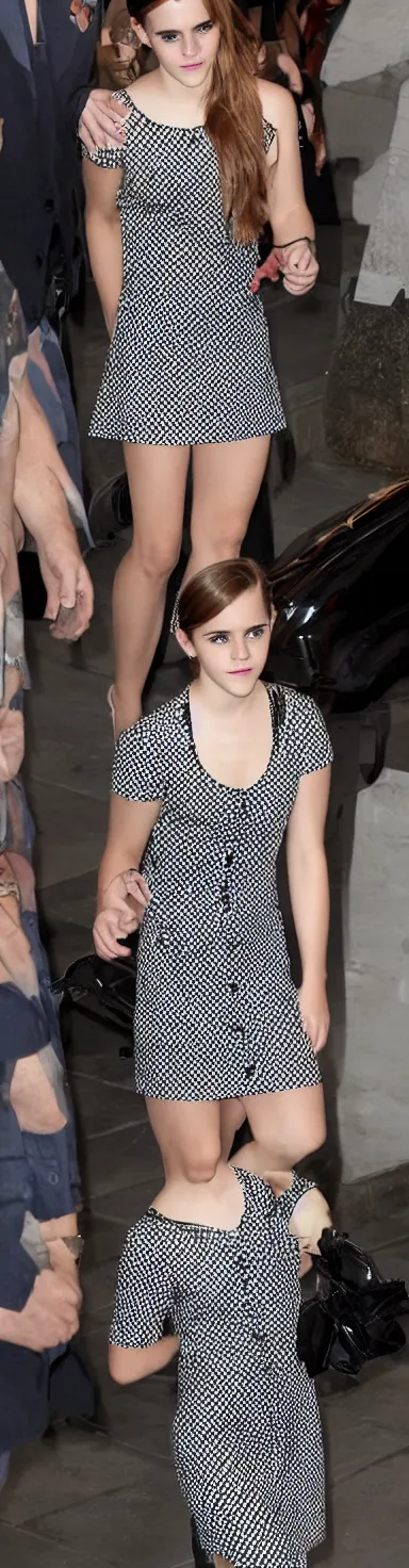 Image similar to emma watson wearing a chess dress