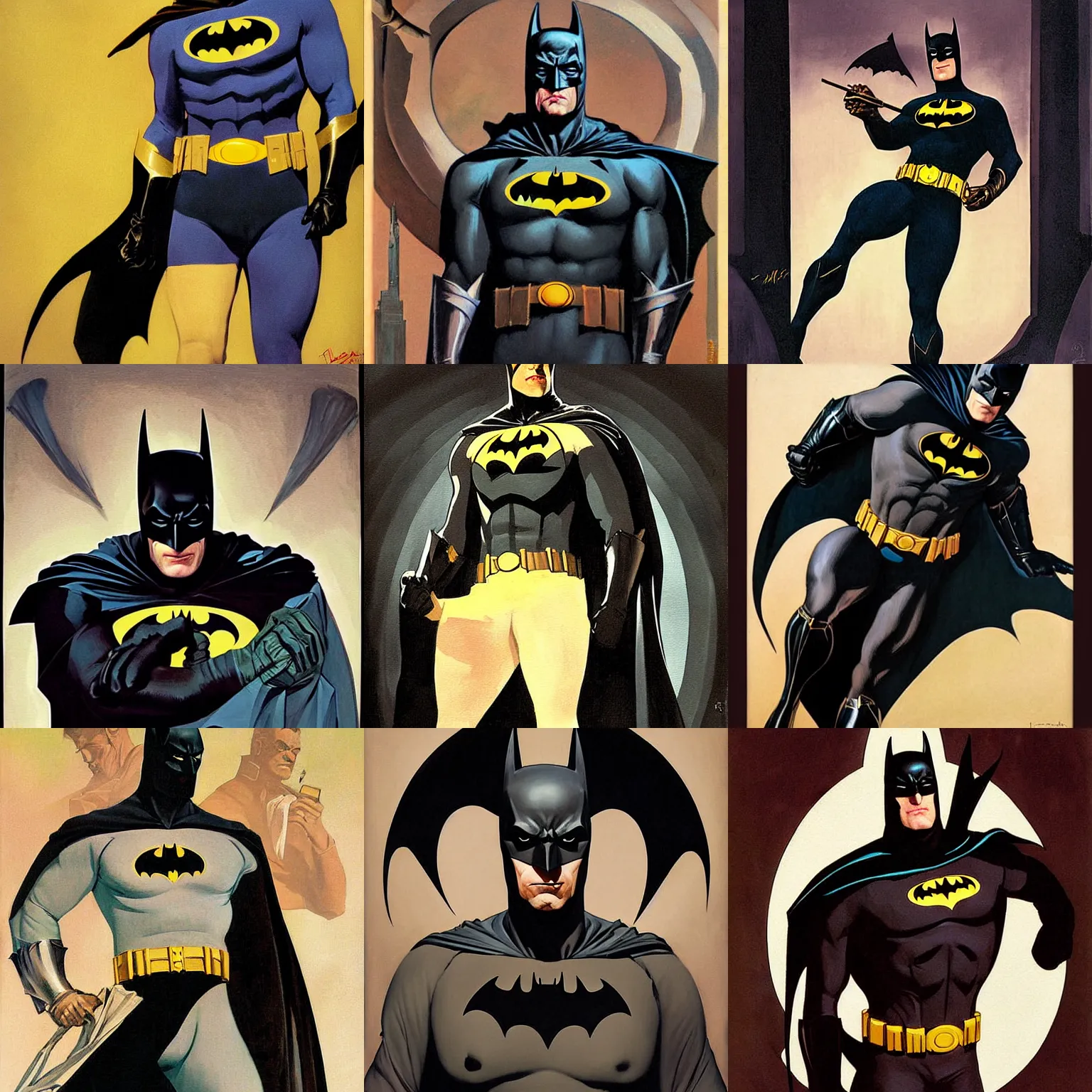 Prompt: batman painting by leyendecker