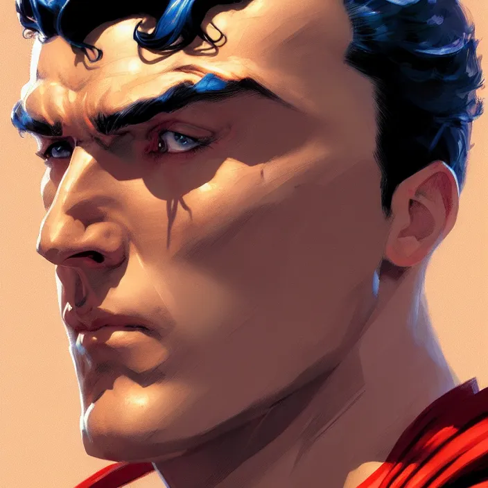 Prompt: superman, paint detailed digital artstation, close up, portrait hd 4 k, by craig mullins and j. c. leyendecker, hd