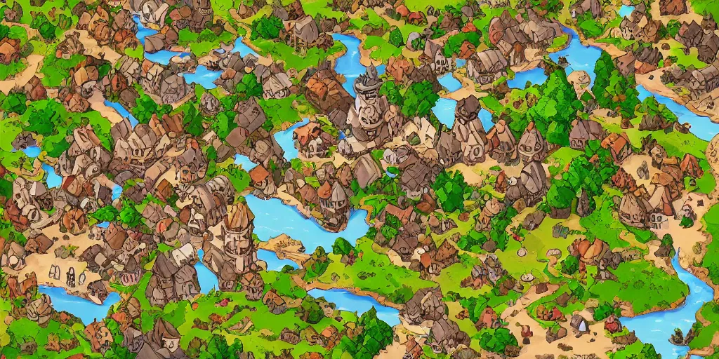 Image similar to a high detailed village vector art presenting an aerial view of a cartoonish rpg village by dungeondraft, dofus, patreon content, containing tables and walls, hd, straight lines, vector, grid, dnd map, map patreon, fantasy maps, foundry vtt, fantasy grounds, aerial view, dungeondraft, tabletop, inkarnate, dugeondraft, roll 2 0