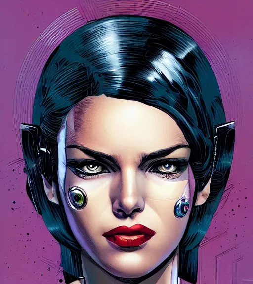 Image similar to portrait of a female android, by MARVEL comics and Sandra Chevrier