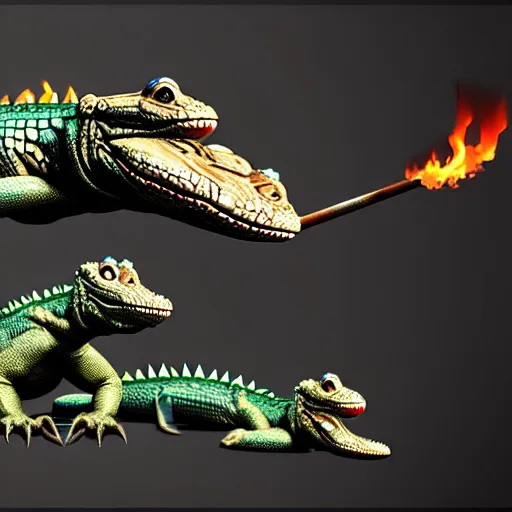 Prompt: realistic mage crocodile shoot fire spells, artstation trends, ultra sharp, realistic, 8 k