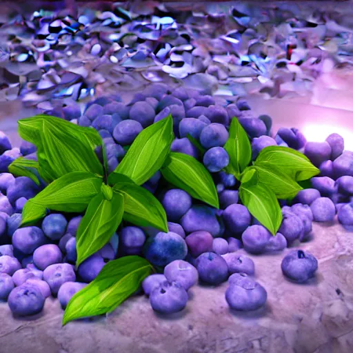 Image similar to 3 d rendering of gorgeous crystal blueberry, unreal engine, ultra detailed, 4 k