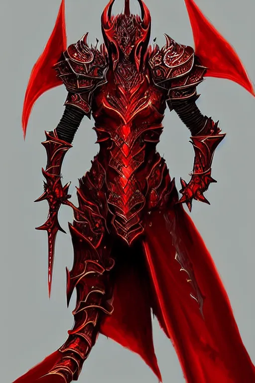 Image similar to beautiful, video - game concept art of an elegant, intricatem beautiful red draconic - plate full body armor. artstation, rpg, beautiful complex background. darksouls, runescape, skyrim, final - fantasy, diablo 3. by milica celikovic, yann blomquist, neil richards