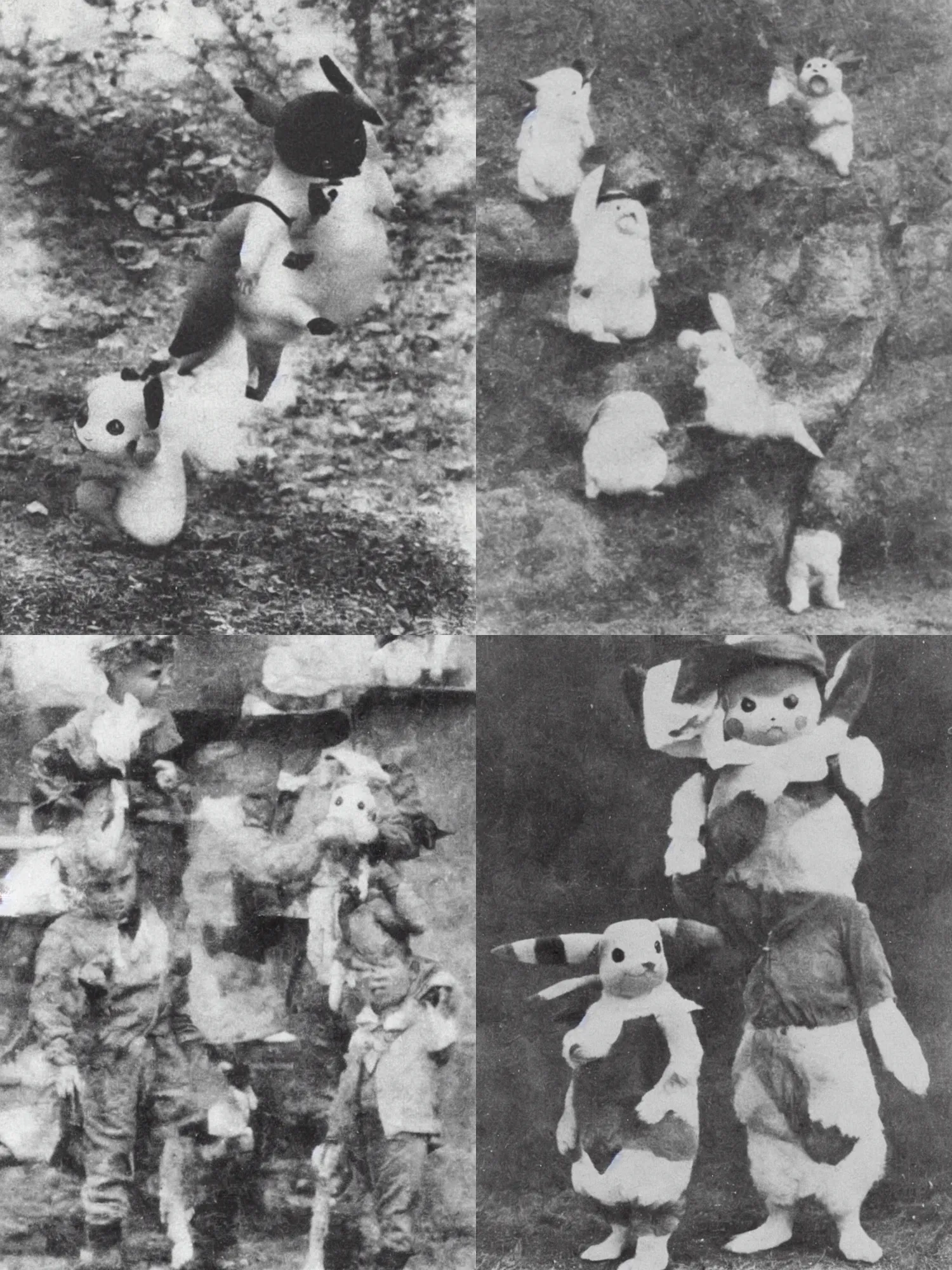 Image similar to pikachu rare footage, 1 9 0 0 s old photograph