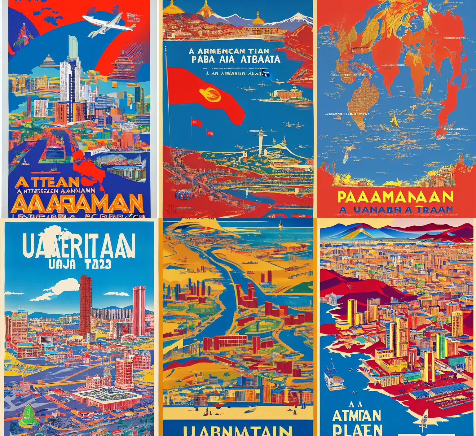 Prompt: A Pan American travel poster for Ulaanbaatar, 2023