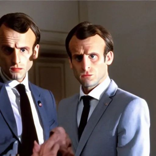 Image similar to alien Emmanuel Macron in American Psycho (1999)