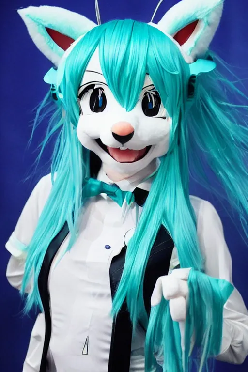 Prompt: japanese fursuit hatsune miku