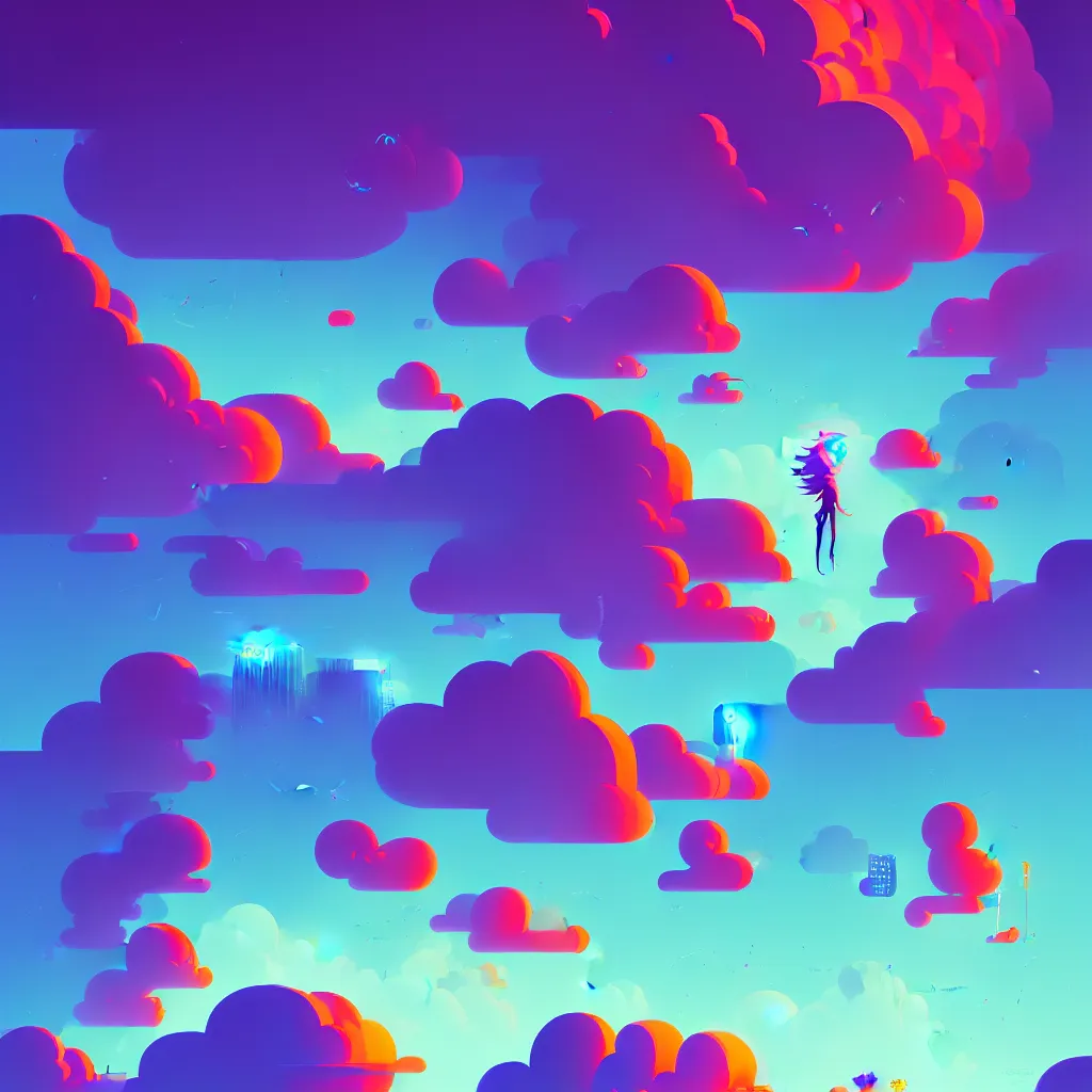 Image similar to a simple micro-service deployed to a datacenter, cloud, security, attack vector, trending on Artstation, painting by Jules Julien, Leslie David and Lisa Frank and Peter Mohrbacher and Alena Aenami and Dave LaChapelle muted colors with minimalism