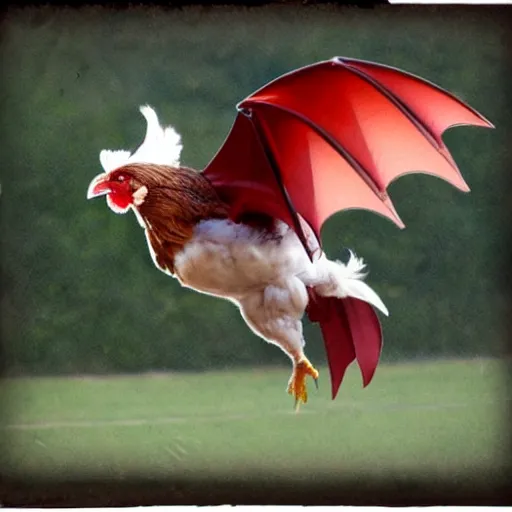 Image similar to ( chicken + bat ) flying