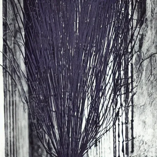 Prompt: blue - violet by kati horna emotive. a beautiful mixed mediart. it has no visible auditory organs, just eyes, human eyes, hundreds of them, in the ends of stalks that radiate from its body like some exotic fruit.