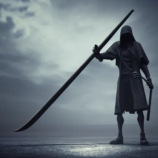 Image similar to Grim Reaper holding scythe, octane render, 4k, artstation, detailed photo,