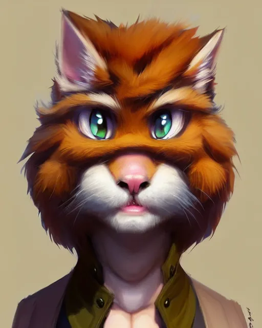 Image similar to character concept art of a young male anthropomorphic furry cat | | cute - fine - face, pretty face, key visual, realistic shaded perfect face, fine details by stanley artgerm lau, wlop, rossdraws, james jean, andrei riabovitchev, marc simonetti, and sakimichan, trending on artstation