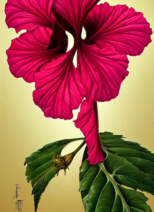 Image similar to perfectly detailed hibiscus flowers!! full plant blessed by nature with ever - increasing physical mental perfection, symmetrical! intricate, sensual features, highly detailed, biblical divine holy perfection!! digital painting, artstation, concept art, smooth, sharp focus, illustration, art by artgerm and greg rutkowski and alphonse mucha