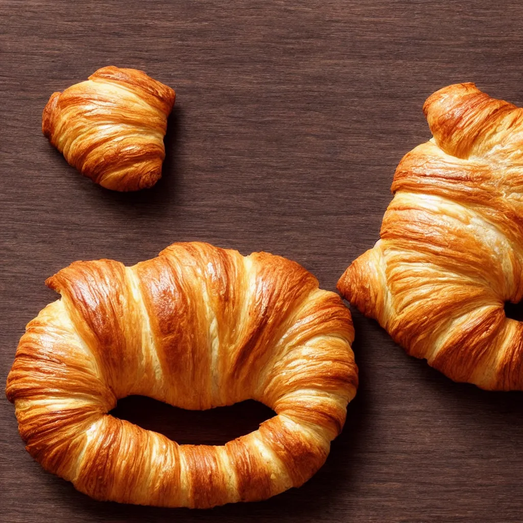 Prompt: close-up photo of a croissant on top of a wooden table, 8k, high detail, photorealistic, proper shading