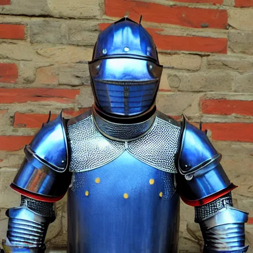 Image similar to a knight wearing pepsi armor