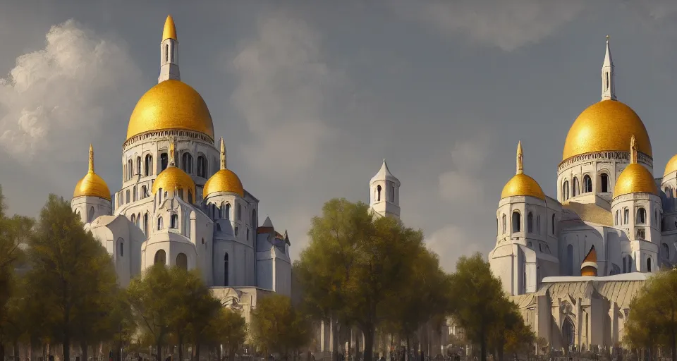 Prompt: beautiful painting of sacre - couer basilica, matte painting, 4 k, trending on artstation, greg rutkoswki