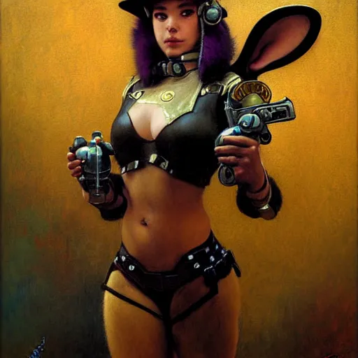 Image similar to portrait of a female furry bunny in a police uniform. shadowrun furaffiniy cyberpunk fantasy highly detailed painting by gaston bussiere craig mullins jc leyendecker gustav klimt artgerm greg rutkowski john berkey, bergey, craig mullins, ruan jia, raymond swanland, jeremy mann, tom lovell, alex malveda