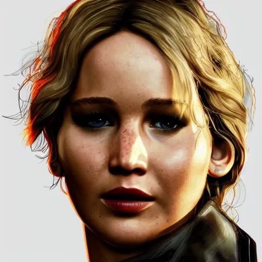 Image similar to jennifer lawrence in gta v, cover art by stephen bliss, intricate detail, trending on artstation