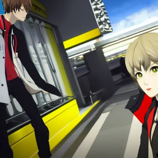 Image similar to film still of persona 4 protagonist, 8 k