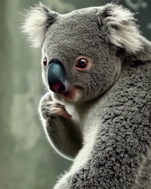 Prompt: koala as medusa, weta hyperrealism cinematic lighting and composition, vibrant